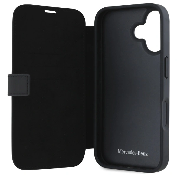 Mercedes MEBKP16S23RBGVK Apple iPhone 16 bookcase Leather Wood Imitation black
