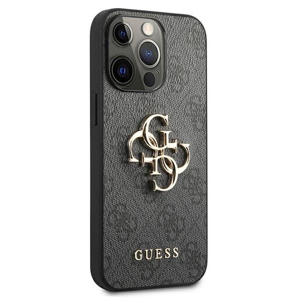 Guess GUHCP13L4GMGGR Apple iPhone 13 Pro grey hardcase 4G Big Metal Logo