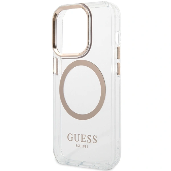 Guess GUHMP15LHTRMD Apple iPhone 15 Pro hardcase Metal Outline Magsafe gold