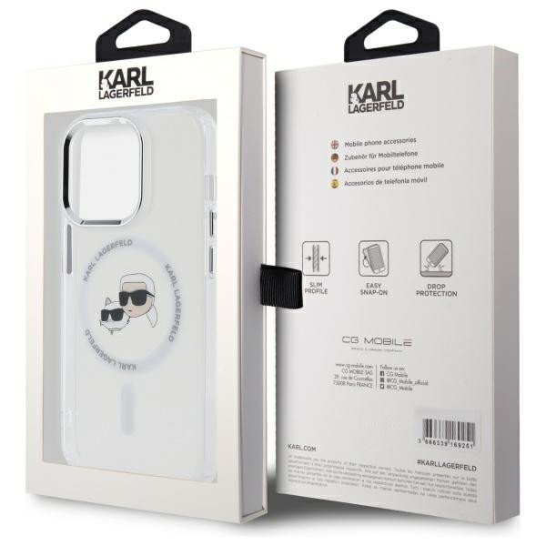 Etui Karl Lagerfeld do Apple iPhone 14 Pro Max hardcase IML Metal Karl&Choupette Head MagSafe biały