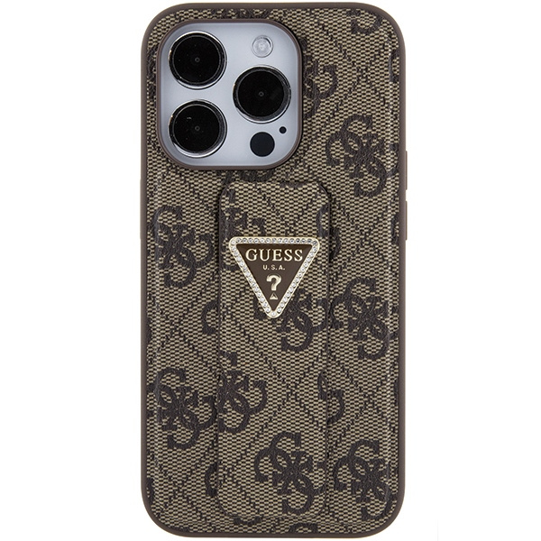 Guess GUHCP15XPGS4TDW iPhone 15 Pro Max brązowy/brown hardcase Grip Stand 4G Triangle Strass