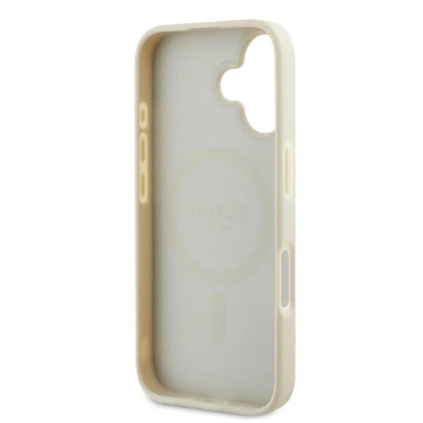Case Guess GUHMP16SPGHSMME Apple iPhone 16 hardcase Grained Ring MagSafe beige