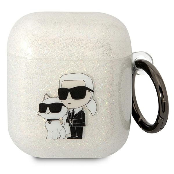 Karl Lagerfeld KLA2HNKCTGT Apple AirPods 2/1 transparent Gliter Karl&Choupette