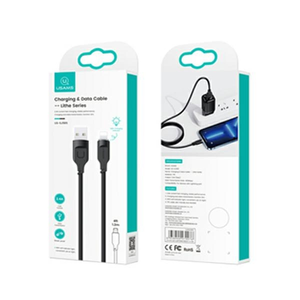 USAMS Lithe Series Cable USB/Lightning Fast Charging 2,4A 1,2m black (US-SJ565)