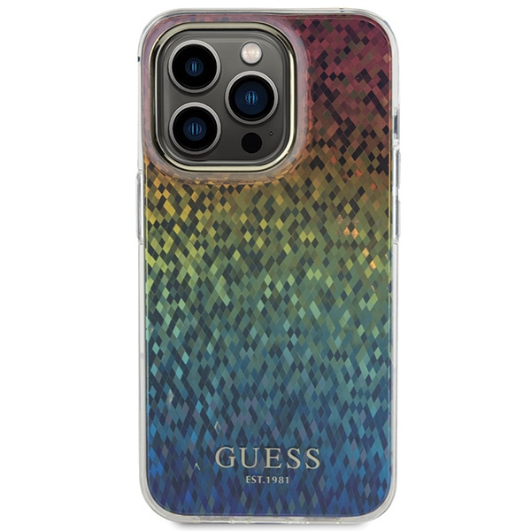 Guess GUHCP14LHDECMI Apple iPhone 14 Pro hardcase IML Faceted Mirror Disco Iridescent multicoloured