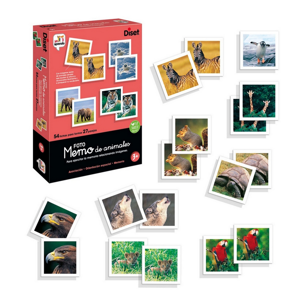 Educational Game Diset Memo Photo Animales 54 Pieces