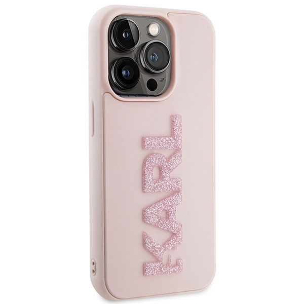 Karl Lagerfeld KLHCP15X3DMBKCP Apple iPhone 15 Pro Max hardcase 3D Rubber Glitter Logo pink
