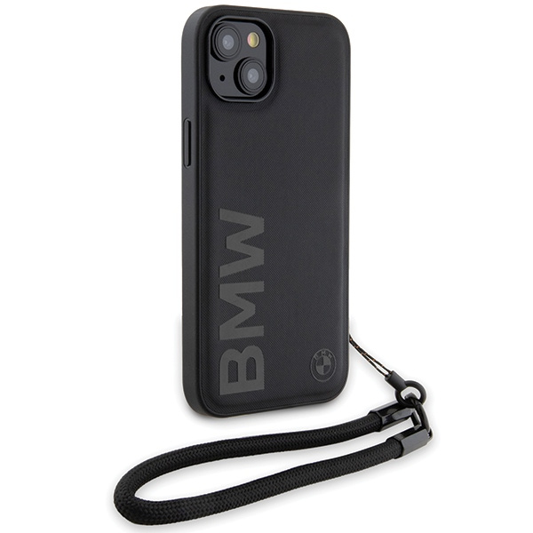 BMW BMHCP15M23RMRLK Apple iPhone 15 Plus / 14 Plus hardcase Signature Leather Wordmark Cord black