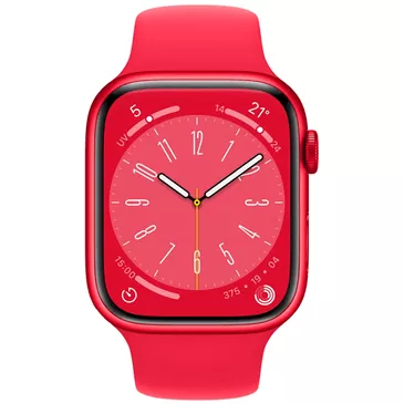 Apple Watch Series 8 45mm Red (Rode Siliconenband)