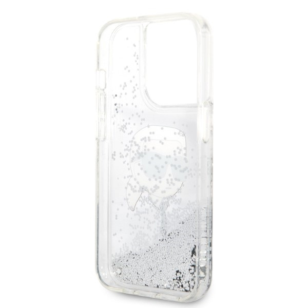 Karl Lagerfeld KLHCP14LLNKHCH Apple iPhone 14 Pro silver hardcase Glitter Karl Head