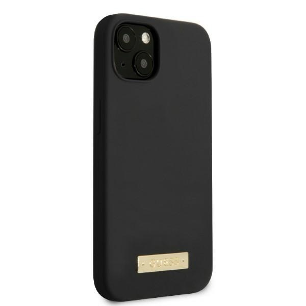 Guess GUHMP13MSPLK Apple iPhone 13 black hard case Silicone Logo Plate MagSafe