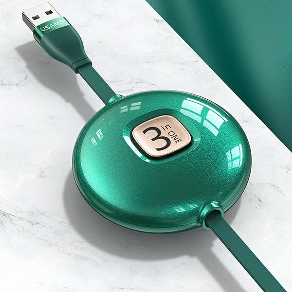 USAMS Cable U69 3in1 1m green (Lightning/microUSB/USB-C) SJ508USB03 (US-SJ508)