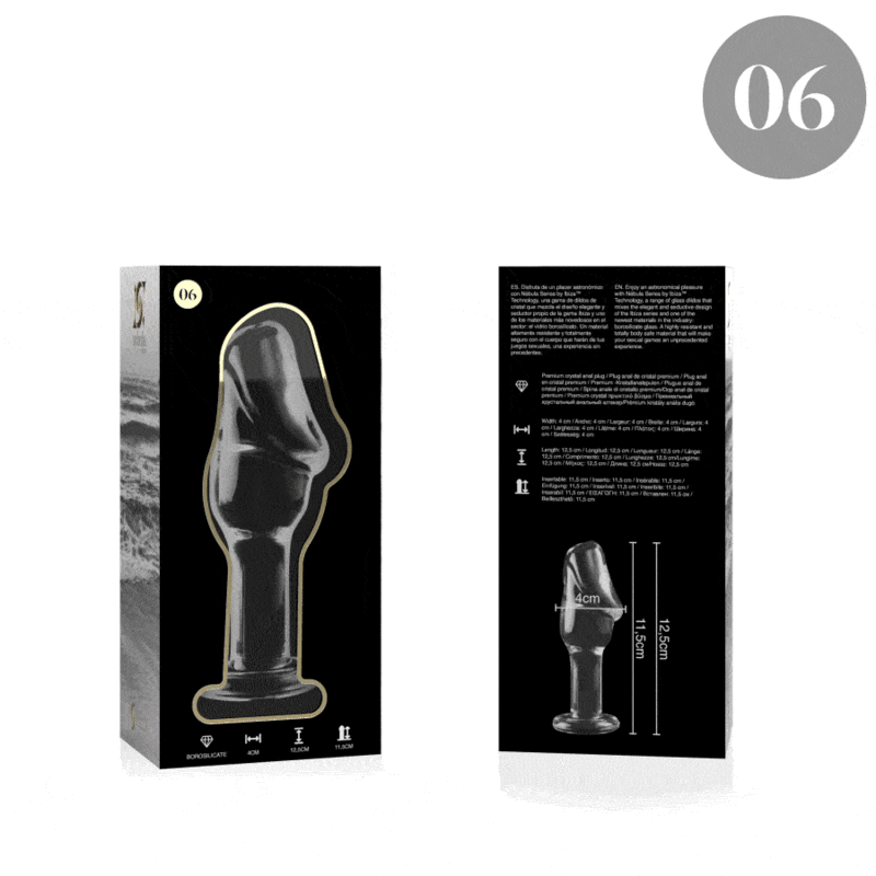 NEBULA SERIES BY IBIZA - MODEL 6 ANAL PLUG BOROSILICATE GLASS 12.5 X 4 CM CLEAR