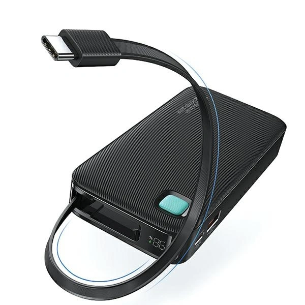 USAMS Power Bank + retractable USB-C cable 10000 mAh PD 20W Fast Charge XY Series purple