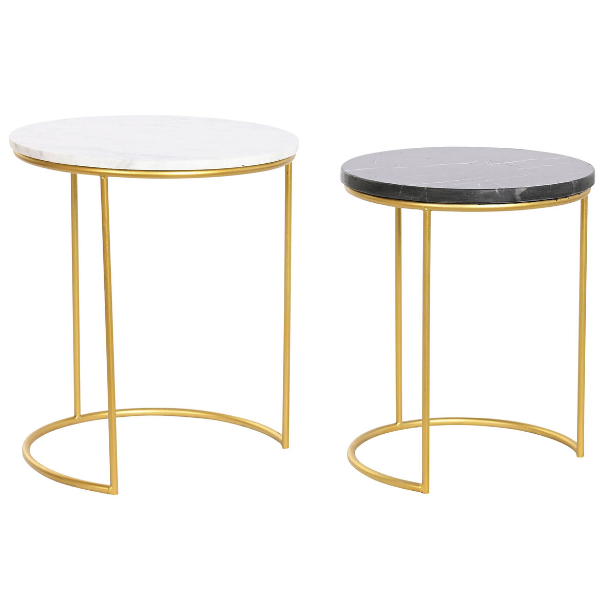Set of 2 tables DKD Home Decor White Black Golden Metal Marble 40 x 40 x 46,5 cm