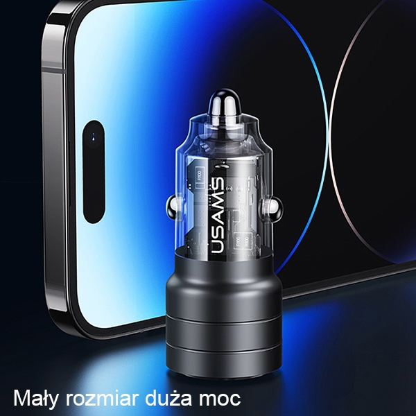 USAMS C36 Car Charger USB-A+USB-C 95W Fast Charge black (US-CC176)
