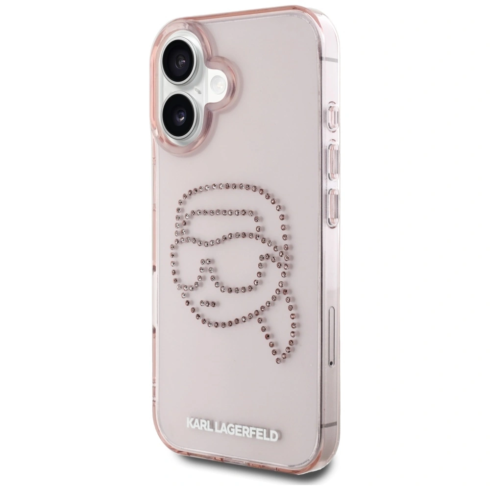 Karl Lagerfeld IML Rhinestones Karl Head Apple iPhone 16 pink