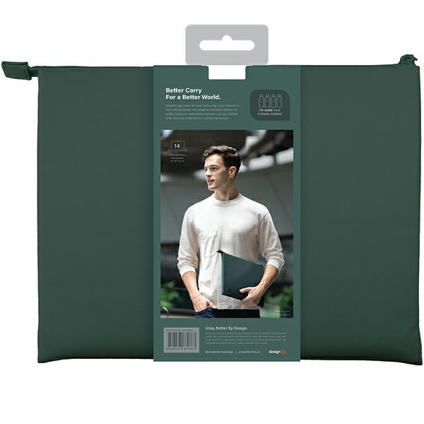 UNIQ Lyon laptop Sleeve 14 inch Waterproof RPET forest green