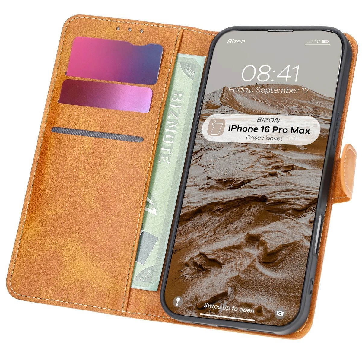 Bizon Case Pocket Apple iPhone 16 Pro Max brown