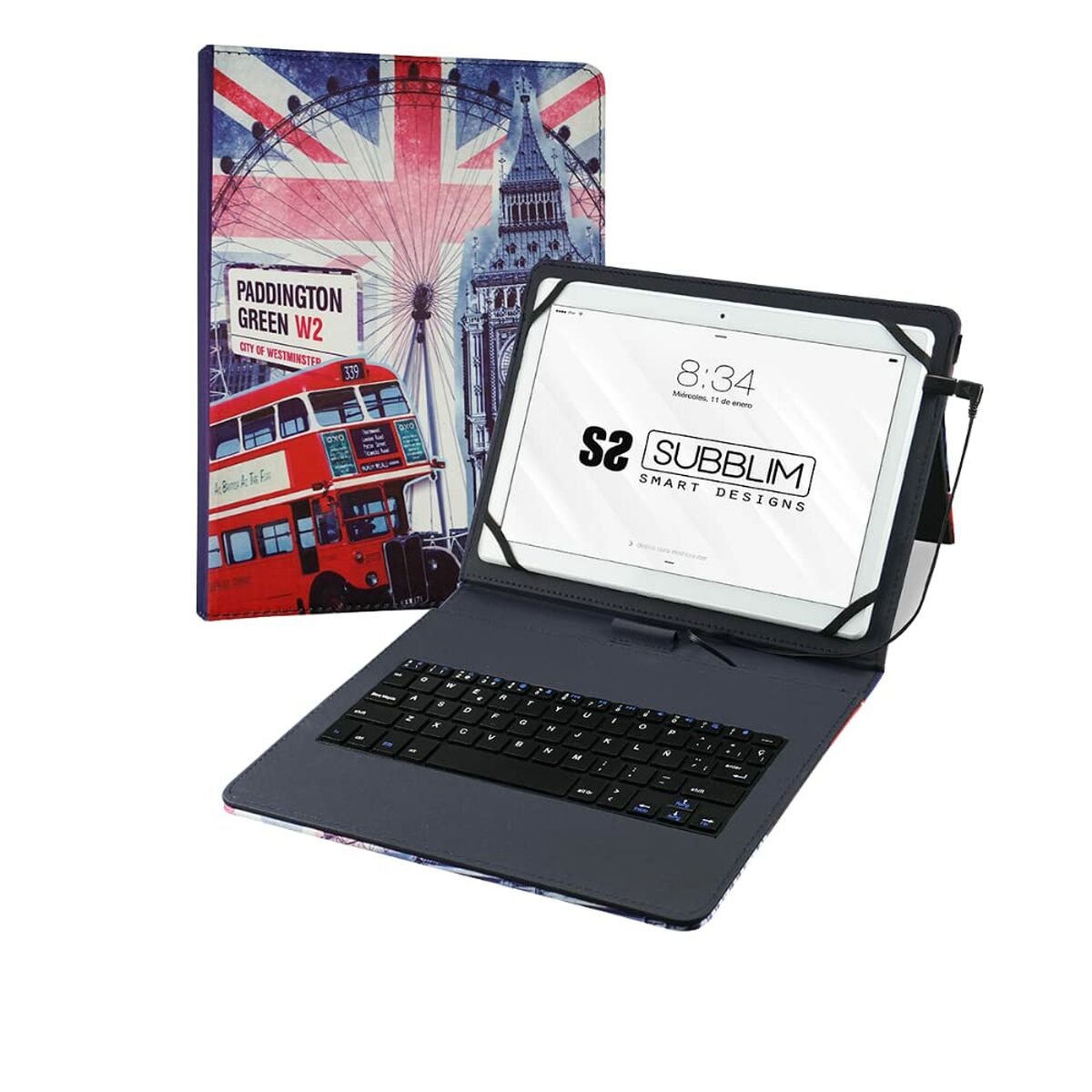 Case for Tablet and Keyboard Subblim Funda con Teclado Micro USB - USB C KEYTAB USB 10,1" England Spanish Qwerty
