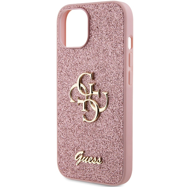 Guess GUHCP15SHG4SGP Apple iPhone 15 hardcase Glitter Script Big 4G pink