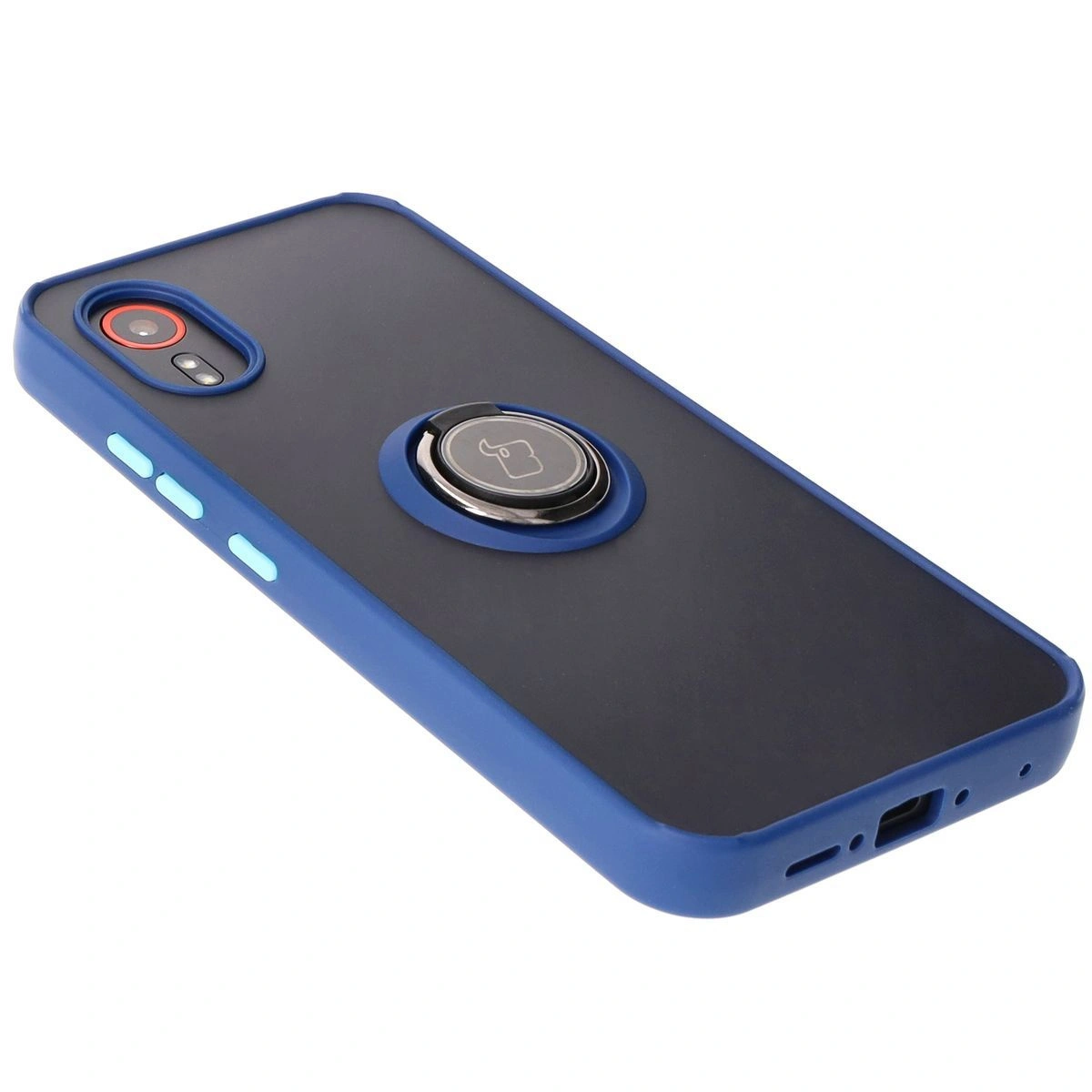 Bizon Case Hybrid Ring Samsung Galaxy Xcover7 smoky with a navy blue frame