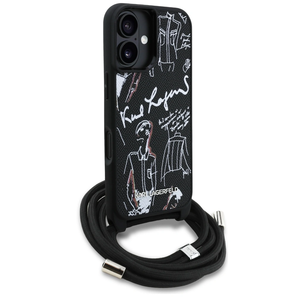 Etui Karl Lagerfeld Crossbody Grained Pattern & Logo do Apple iPhone 16 czarny