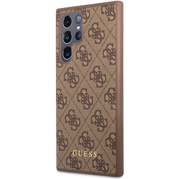 Guess GUHCS23LG4GFBR Samsung Galaxy S23 Ultra brown hard case 4G Metal Gold Logo
