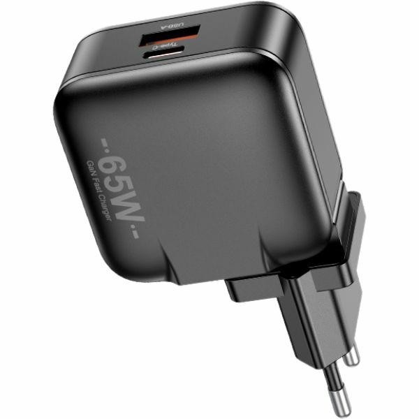 AWEI PD55-EU GaN 65W USB-A, USB-C wall charger black