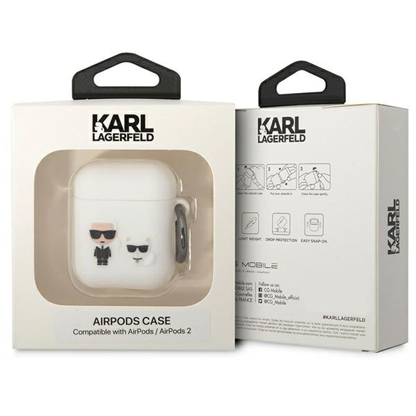 Karl Lagerfeld KLACA2SILKCW Apple AirPods 2/1 white Silicone Karl & Choupette
