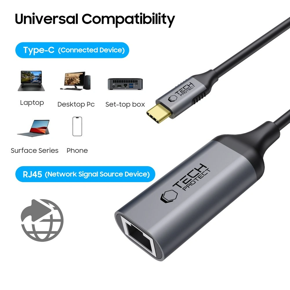 Tech-Protect Ultraboost Adapter USB-C / Ethernet RJ45 1000Mbps Black
