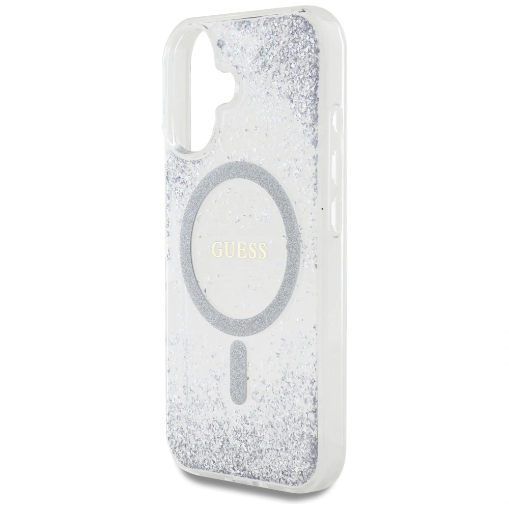 Guess HC Resin Bottom Glitter Apple iPhone 16 MagSafe silver