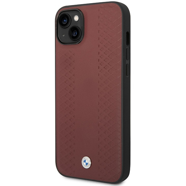 BMW BMHCP14S22RFGR Apple iPhone 14 burgundy Leather Diamond Pattern