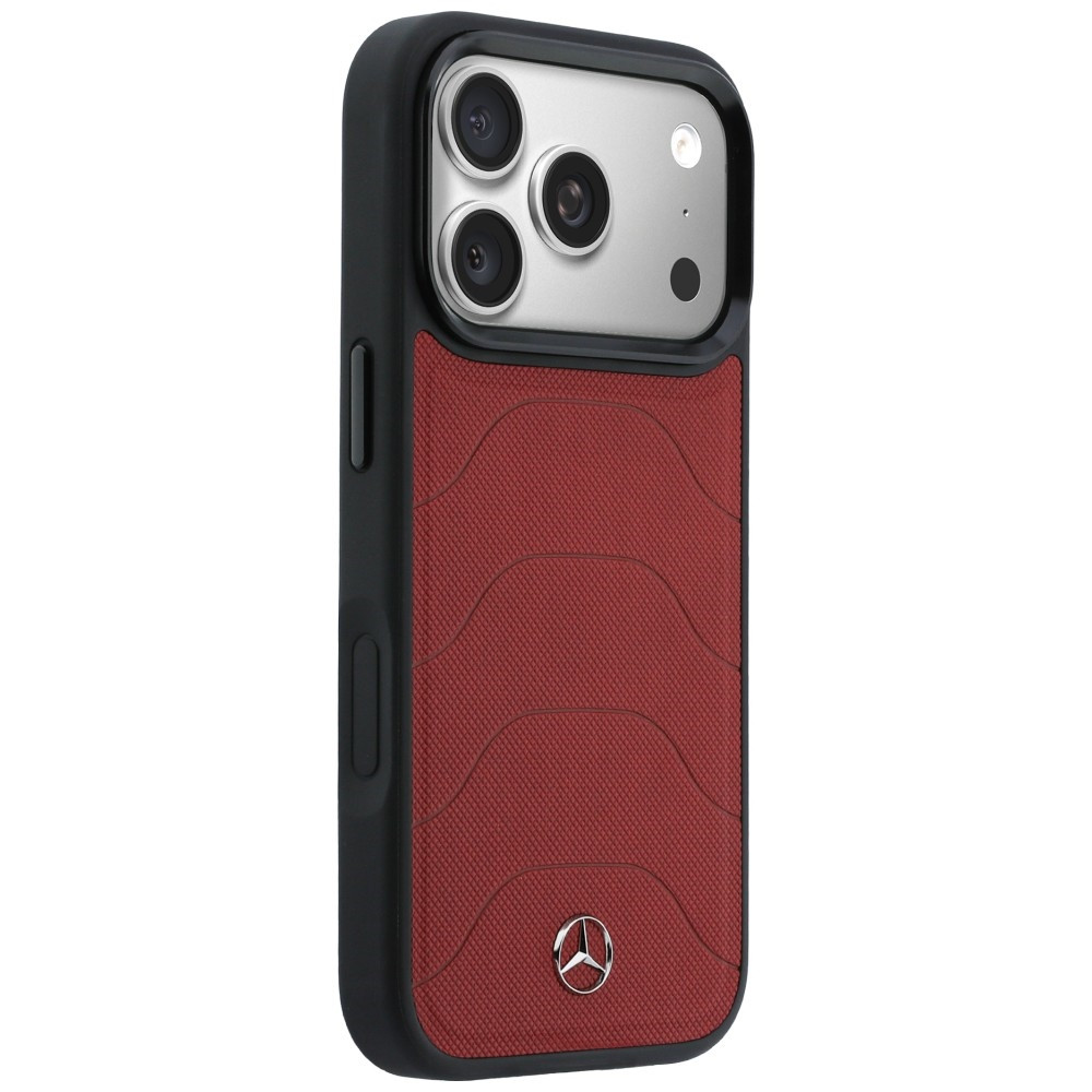 Etui Mercedes Leather Mesh with Bow Line MagSafe do Apple iPhone 17 Pro czerwony
