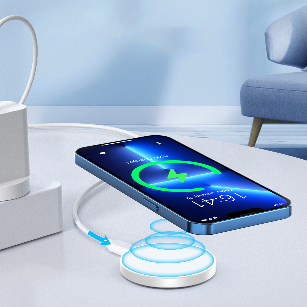 Choetech T603-F MagSafe inductive charger with finger grip white
