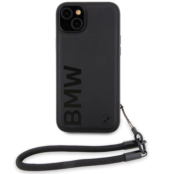 BMW BMHCP15S23RMRLK Apple iPhone 15 / 14 / 13 hardcase Signature Leather Wordmark Cord black
