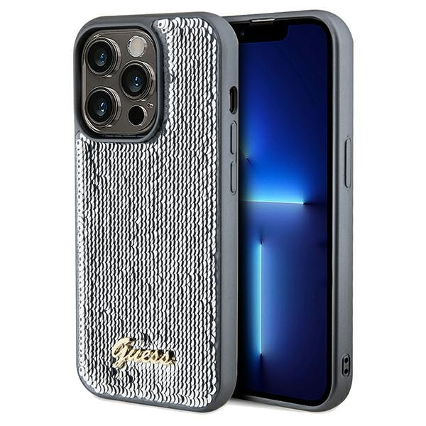 Guess GUHCP14LPSFDGSS Apple iPhone 14 Pro hardcase Sequin Script Metal silver