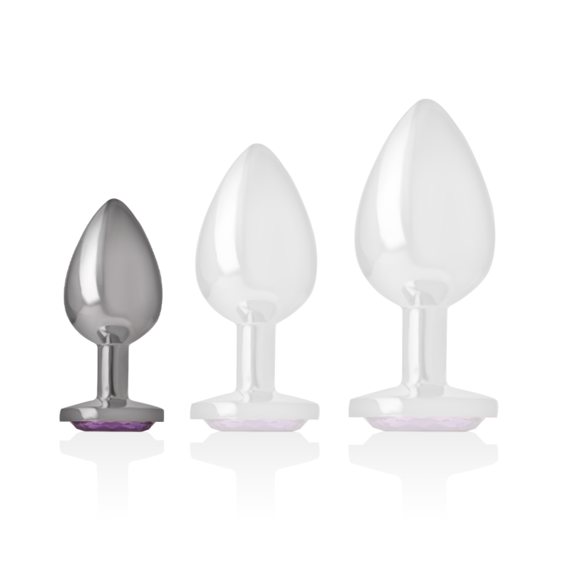 INTENSE - METAL ALUMINUM ANAL PLUG WITH VIOLET GLASS SIZE S