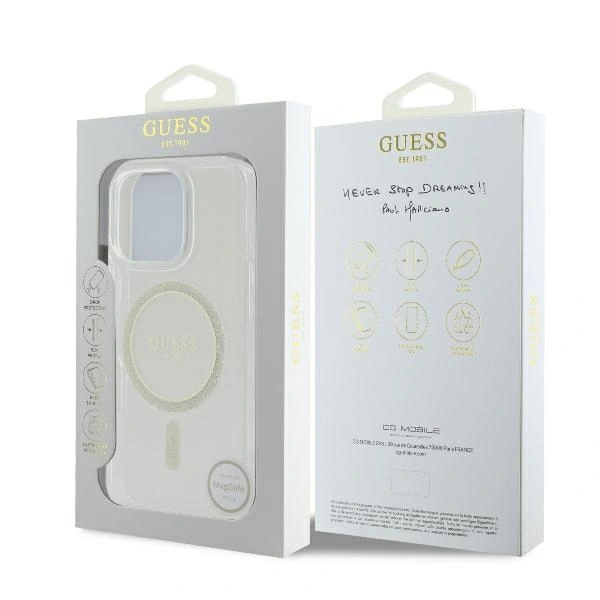 Guess GUHMP16LHFGERET Apple iPhone 16 Pro hardcase IML Glitter Circle MagSafe clear
