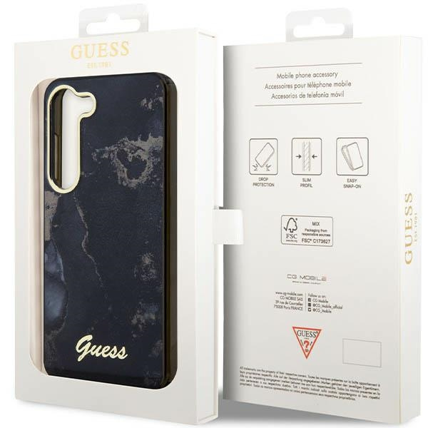 Guess GUHCS23SHTMRSK Samsung Galaxy S23 black hardcase Golden Marble Collection