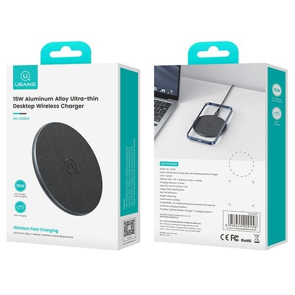 USAMS US-CD223 15W wireless charger black