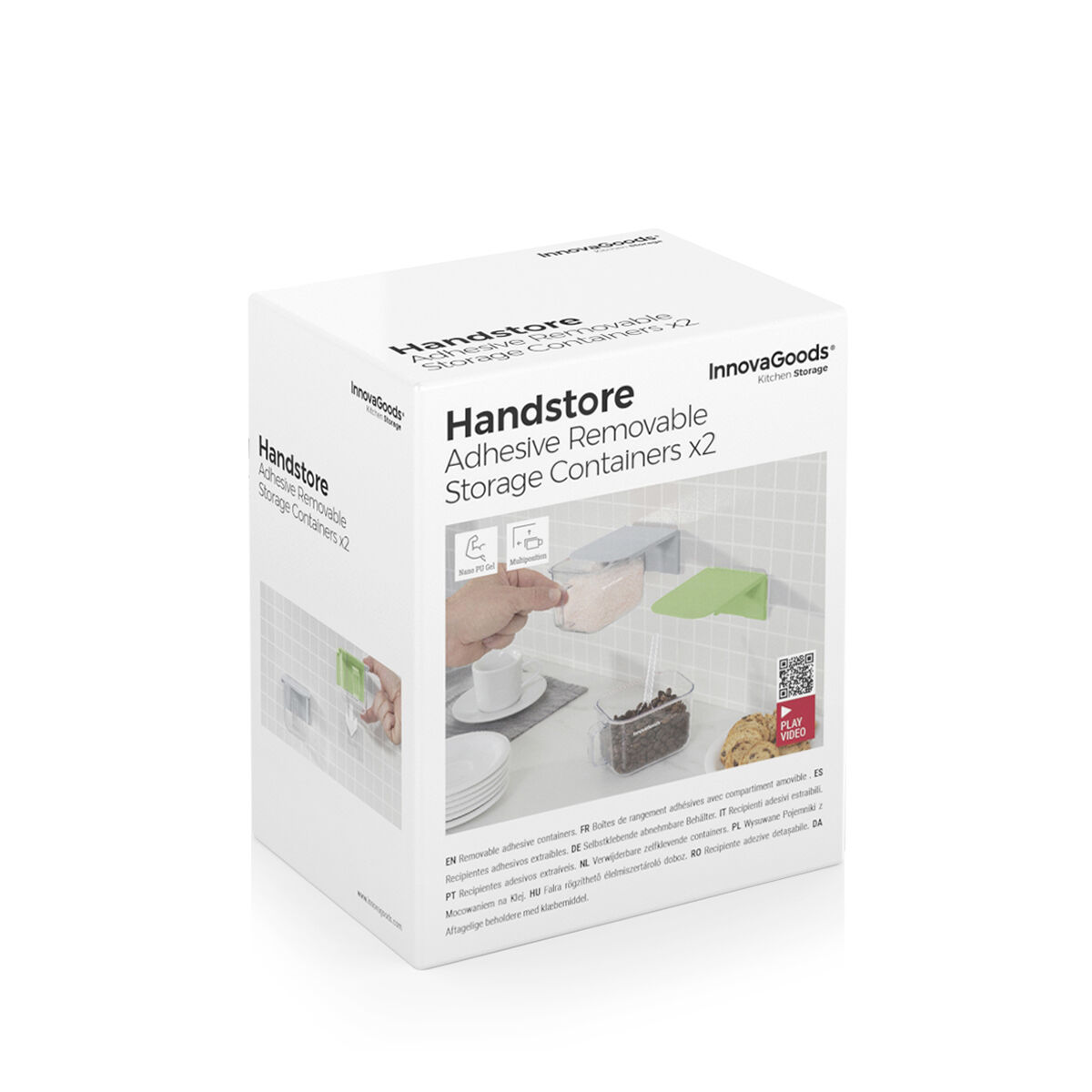 Removable Adhesive Kitchen Containers Handstore InnovaGoods Pack of 2 units Removable Adhesive Kitchen Containers Handstore InnovaGoods Pack of 2 units