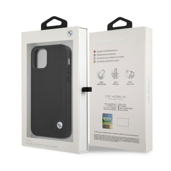 BMW BMHCP12LRCDPK Apple iPhone 12 Pro Max black hardcase Leather Deboss