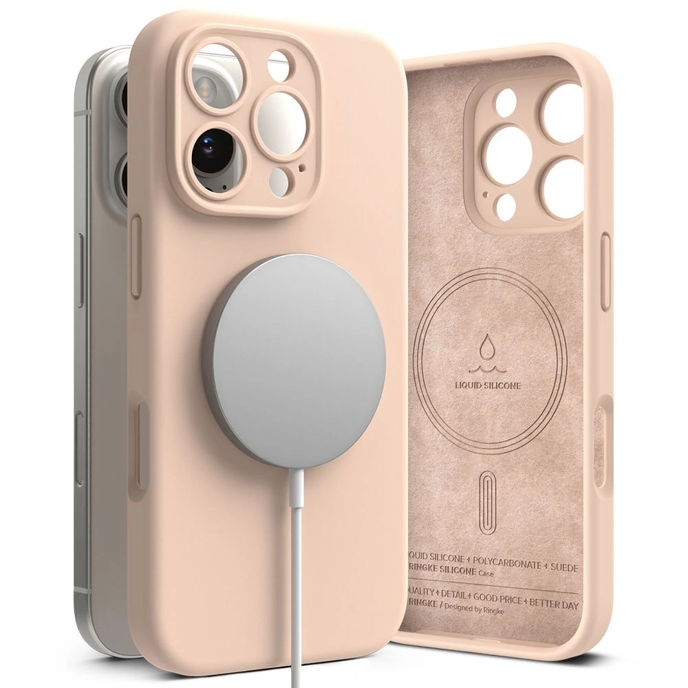 Case Ringke Silicone Magnetic MagSafe Apple iPhone 16 Pro Max Pink Sand