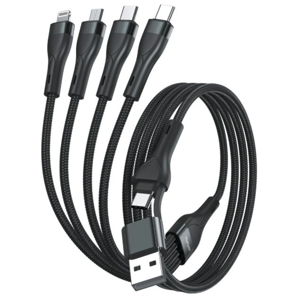 Kabel USB-C, USB-A / 2xUSB-C, Micro-USB, Lightning 4smarts 4w1 1.2m czarny