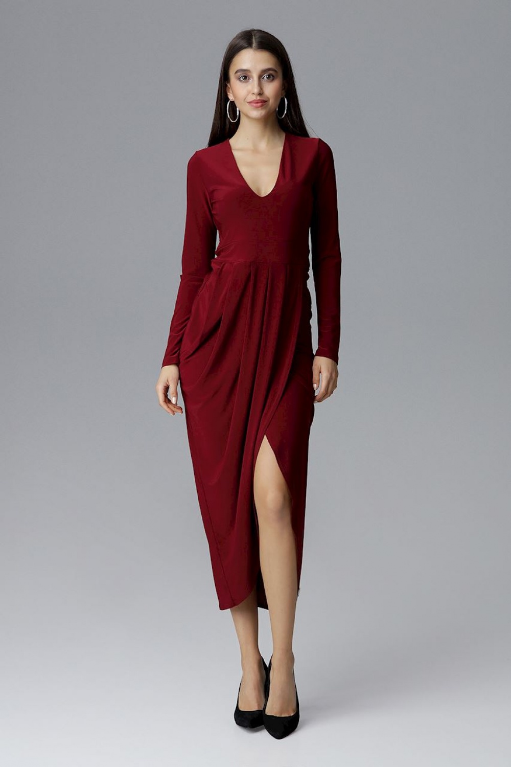 Langes Kleid model 126215 Figl rot Damen