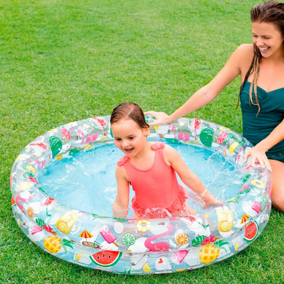 Inflatable Paddling Pool for Children Intex Tropical Rings 122 x 25 cm 150 l (12 Units)