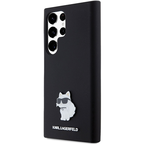 Karl Lagerfeld KLHCS23LSMHCNPK Samsung Galaxy S23 Ultra hardcase Silicone Choupette Metal Pin black