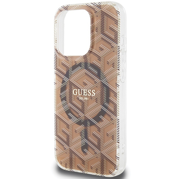 Guess GUHMP15LHGCUSTGW Apple iPhone 15 Pro hardcase IML GCube MagSafe brown