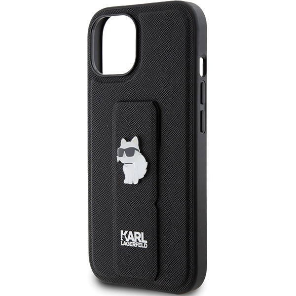 Karl Lagerfeld KLHCP15SGSACHPK iPhone 15 czarny/black hardcase Gripstand Saffiano Choupette Pins